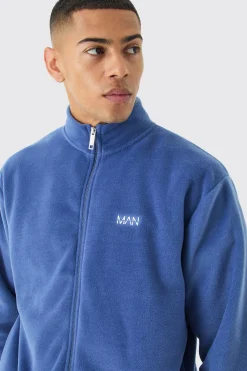 Man Oversized Zip Through Funnel Neck Fleece Tracksuit | BoohooMAN UK