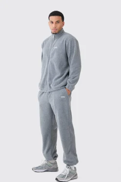 Man Oversized Zip Through Funnel Neck Fleece Tracksuit | BoohooMAN UK