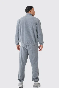 Man Oversized Zip Through Funnel Neck Fleece Tracksuit | BoohooMAN UK