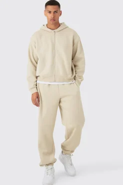 Man Oversized Zip Through Hooded Tracksuit | BoohooMAN UK