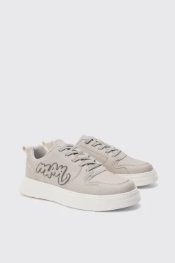 Man PU Chunky Sole Trainer In Light Grey | BoohooMAN UK