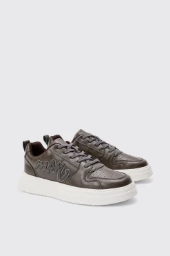 Man PU Chunky Sole Trainer In Chocolate | BoohooMAN UK
