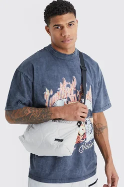 Man Quilted Cross Body Nylon Bag | BoohooMAN UK
