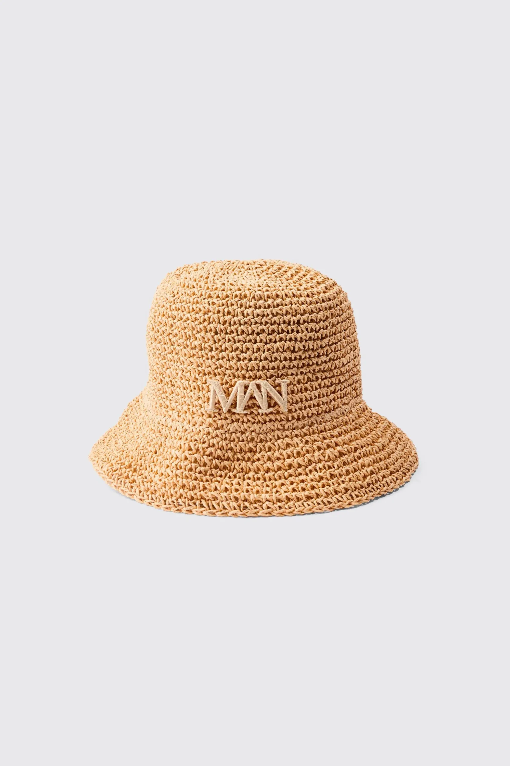 Man Raffia Bucket Hat In Natural | BoohooMAN UK