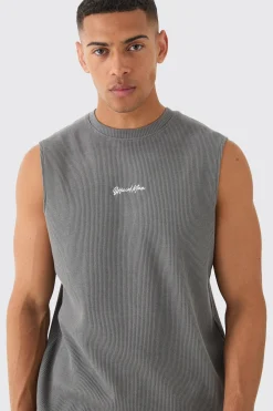 Man Regular Fit Waffle Tank And Cargo Shorts Set | BoohooMAN UK