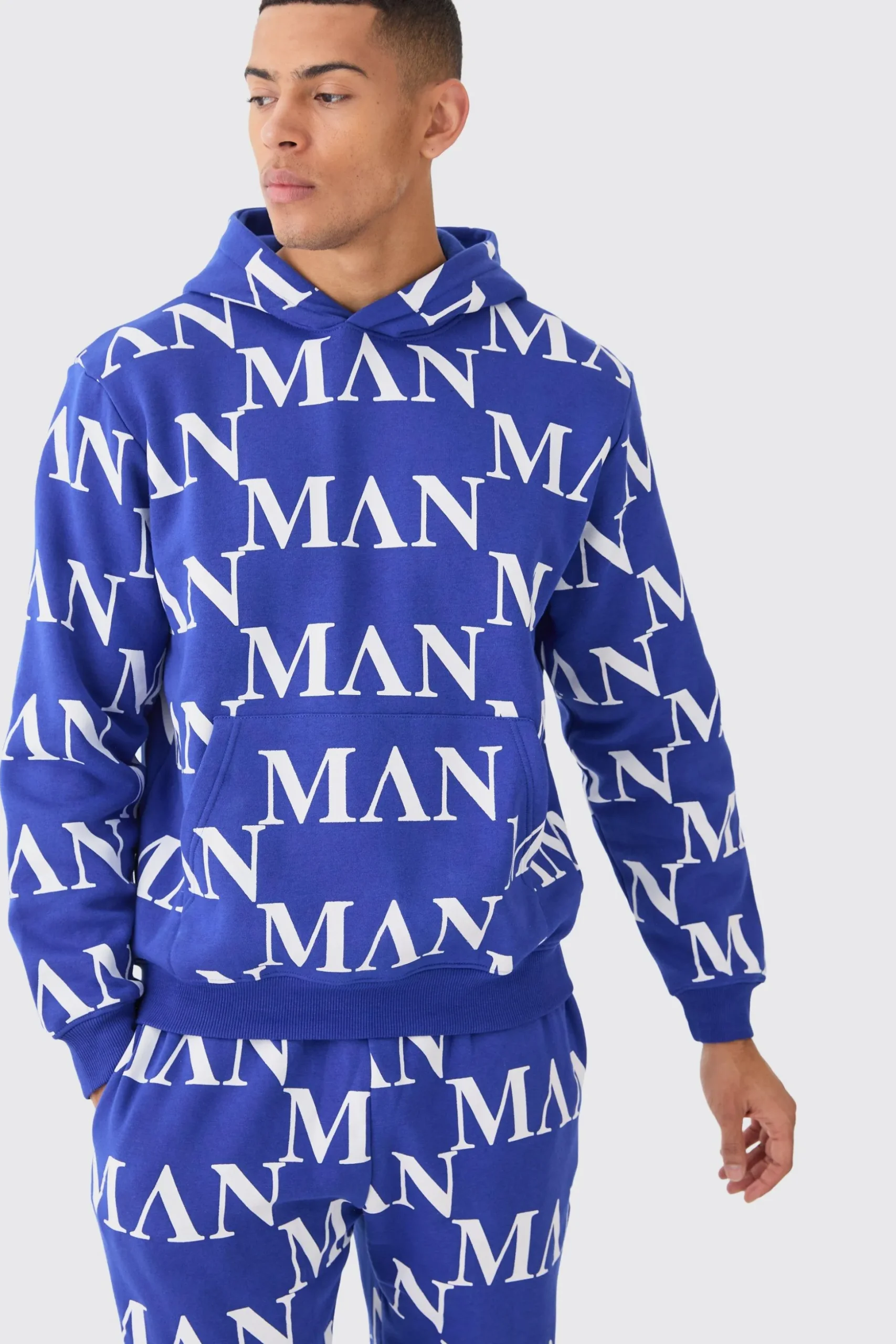 Man Roman All Over Print Hooded Tracksuit | BoohooMAN UK