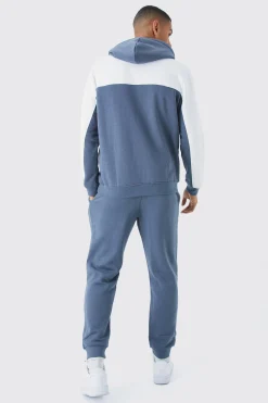 Man Roman Colour Block Hooded Tracksuit | BoohooMAN UK