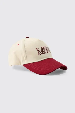 Man Roman Embroidered Cap In Ecru | BoohooMAN UK