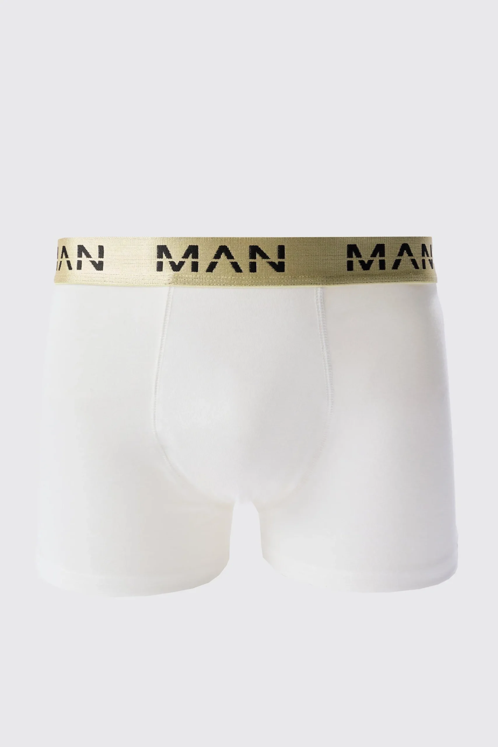 Man Roman Gold Waistband Boxers In White | BoohooMAN UK