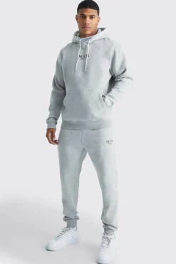 Man Roman Hooded Rib Tracksuit | BoohooMAN UK