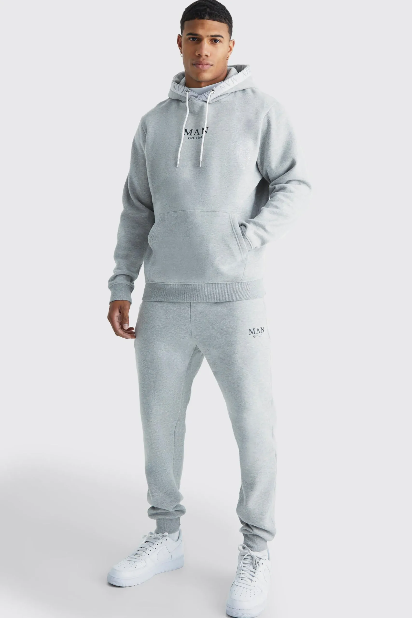 Man Roman Hooded Rib Tracksuit | BoohooMAN UK