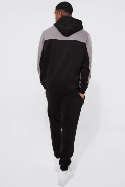 Man Roman Tape Colour Block Hooded Tracksuit | BoohooMAN UK