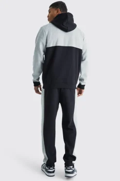 Man Roman Tape Colour Block Hooded Tracksuit | BoohooMAN UK