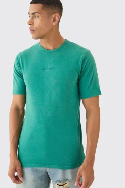 Man Roman Washed Crew Neck T-shirt | BoohooMAN UK