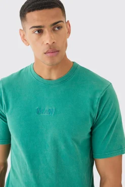 Man Roman Washed Crew Neck T-shirt | BoohooMAN UK