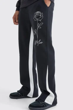 Man Rose Print Gusset Joggers | BoohooMAN UK