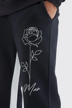 Man Rose Print Gusset Joggers | BoohooMAN UK