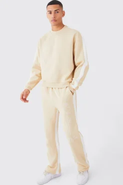 Man Rose Print Gusset Sweatshirt Tracksuit | BoohooMAN UK