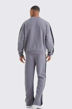 Man Rose Print Gusset Sweatshirt Tracksuit | BoohooMAN UK