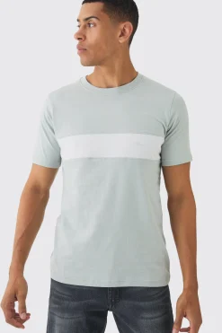 Man Script Slim Colour Block T-shirt | BoohooMAN UK