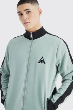 Man Side Panel 1/4 Zip Funnel Neck Sweatshirt | BoohooMAN UK