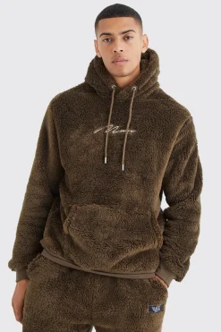 Man Signature Borg Over The Head Hoodie | BoohooMAN UK