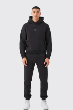 Man Signature Boxy Hooded Tracksuit | BoohooMAN UK