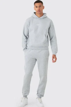 Man Signature Boxy Hooded Tracksuit | BoohooMAN UK