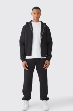 Man Signature Boxy Zip Through Hooded Tracksuit | BoohooMAN UK