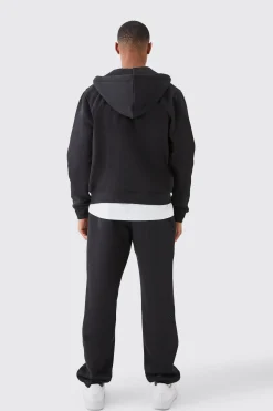 Man Signature Boxy Zip Through Hooded Tracksuit | BoohooMAN UK