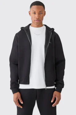 Man Signature Boxy Zip Through Hooded Tracksuit | BoohooMAN UK