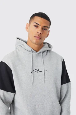 Man Signature Colour Block Hoodie | BoohooMAN UK