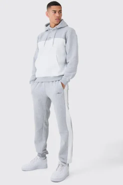 Man Signature Colour Block Hooded Tracksuit | BoohooMAN UK