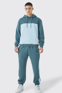 Man Signature Colour Block Hooded Tracksuit | BoohooMAN UK