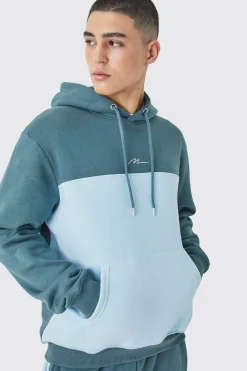Man Signature Colour Block Hooded Tracksuit | BoohooMAN UK