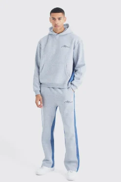 Man Signature Denim Gusset Tracksuit | BoohooMAN UK
