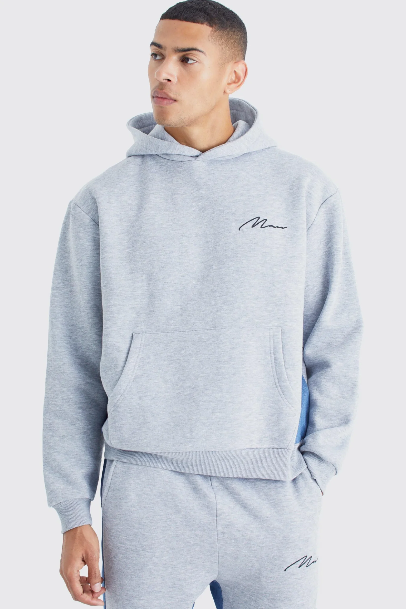Man Signature Denim Gusset Tracksuit | BoohooMAN UK