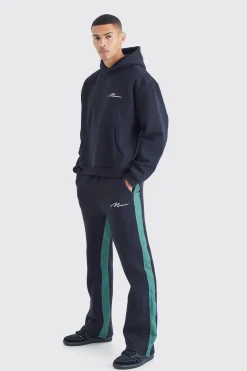 Man Signature Denim Gusset Tracksuit | BoohooMAN UK