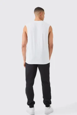 Man Signature Drop Armhole Tank | BoohooMAN UK