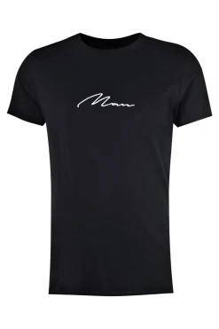 Man Signature Embroidered T-shirt | BoohooMAN UK