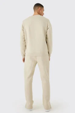 Man Signature Extended Neck Split Hem Sweatshirt Tracksuit | BoohooMAN UK