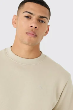 Man Signature Extended Neck Split Hem Sweatshirt Tracksuit | BoohooMAN UK