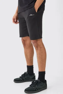 Man Signature Loose Fit Mid Length Shorts | BoohooMAN UK