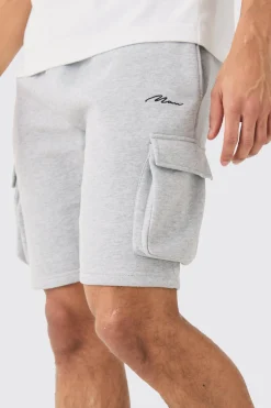 Man Signature Loose Fit Mid Length Cargo Short | BoohooMAN UK