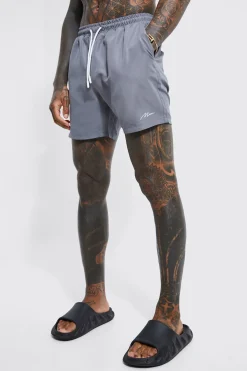 Man Signature Mid Length Swim Shorts | BoohooMAN UK