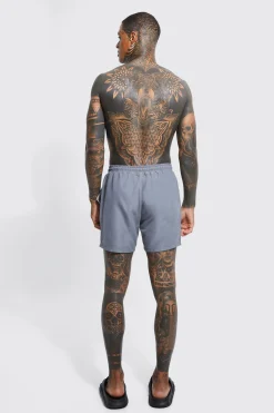 Man Signature Mid Length Swim Shorts | BoohooMAN UK