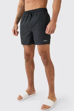 Man Signature Mid Length 3 Pack Swim Short | BoohooMAN UK