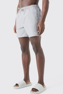 Man Signature Mid Length Swim Short | BoohooMAN UK