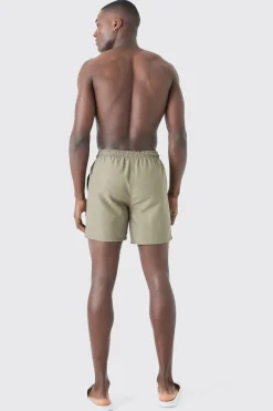 Man Signature Mid Length Swim Short | BoohooMAN UK