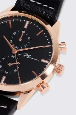 Man Signature Minimalist Faux Leather Watch | BoohooMAN UK